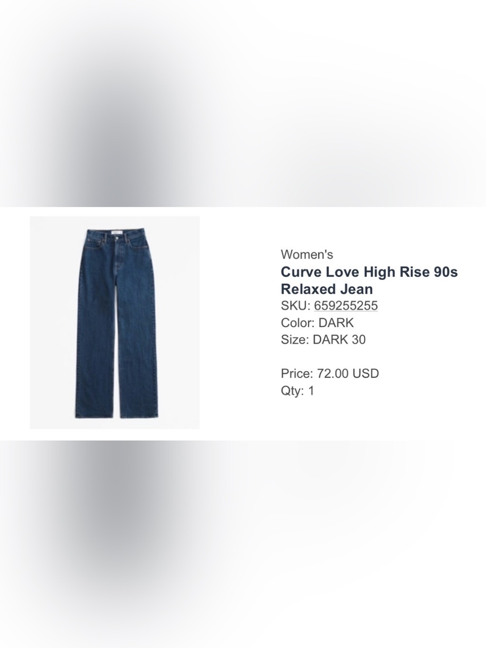 Abercrombie Curve Love High Rise 90s Relaxed Jeans 30/10